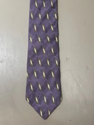 Bill Blass Necktie Neck Tie 100% Imported Silk Black Label Purple Geometric - Image 1 of 3