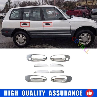 Para Toyota RAV4 SUV 1996-2000 4 puertas cromadas manija de puerta lateral tazón cubierta moldura 8 un. Foto 1 de 4