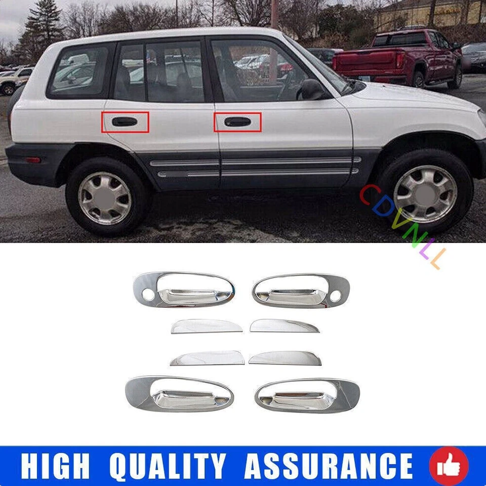 Para Toyota RAV4 SUV 1996-2000 4 puertas cromadas manija de puerta lateral tazón cubierta moldura 8 un. Foto 1 de 4