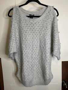 Lauren Michelle Women’s Sz M Gray Super Soft Dolman Sleeve Knit Sweater - Picture 1 of 7
