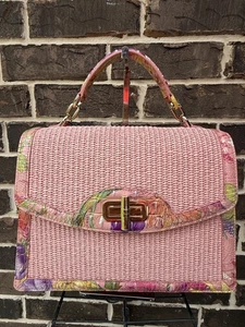 NWT $415 Brahmin Hallie Perennial Anthurium Leather Satchel pink purple multi - Picture 1 of 7