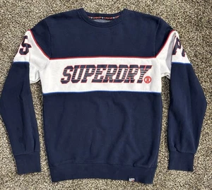 Superdry Sweatshirt mit Rundhalsausschnitt Herren Gr. M Langarm dunkelblau genäht - Bild 1 von 15