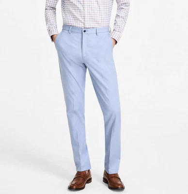 Pantalones de vestir planos de algodón elásticos azul cielo calce clásico Michael Kors 40 x 30 nuevos con etiquetas Foto 1 de 4