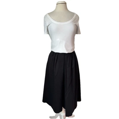 Evan Picone Women's 10 Vintage Wool Blend Black Pleated Midi Skirt USA Academia - Image 1 of 4