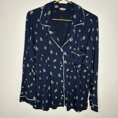 Conjunto de pijama estampado azul marino Gisele Woodland Fox manga larga para mujer Eberjey Foto 1 de 4