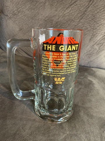 1985 Titan Sports WWF Wrestling Andre the Giant -Large 32oz.  Mug / Glass Vtg Cover