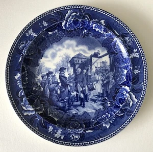 Antique 1899 Wedgwood Capture Of Vincennes DAR Blue Souvenir Historical Plate - Picture 1 of 4
