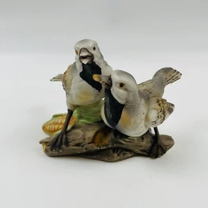 Royal Crown Birds Figurine By J Bryon Pair Of Birds Eating Corn On Branch - Picture 1 of 8
