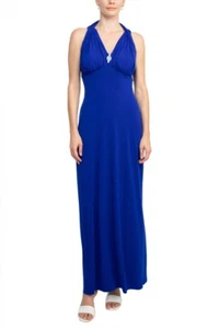 Connected Apparel Crossed Neck Sleeveless Jewelry Front Detail Ruched Empire - Picture 1 of 8
