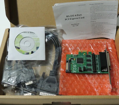 PCIe 4x Port Serial DB9 Card, WCH CH384 Chipset, Fan-Out Cable - Image 1 of 4