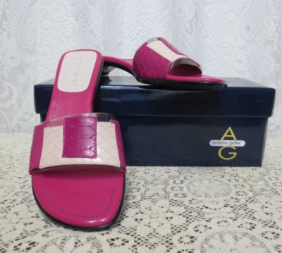 Andrew Geller HIRED in Fuchsia/Blush Pink Kitten Heel Sandals 8.5 M NEW W/Box - Image 1 of 4