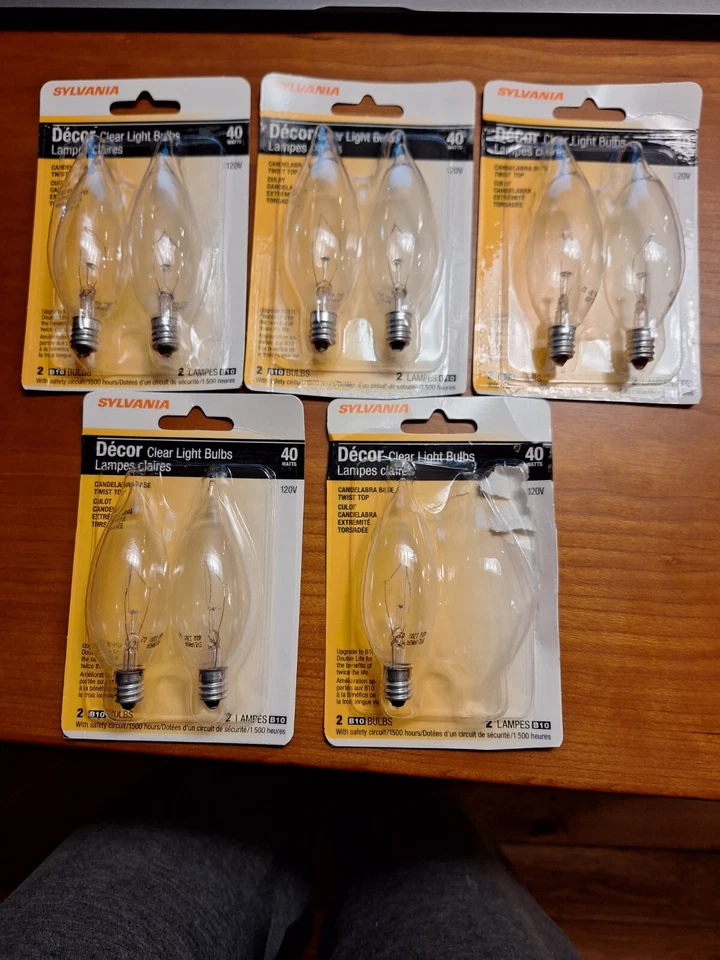 9 SYLVANIA 40w 120v Decor Clear Twist Top Light Bulbs  - (B10) Candelabra Base - Image 1 of 1