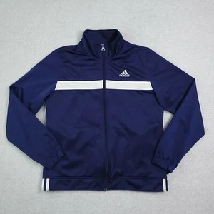 Adidas Jacket Adult Medium Blue White Stripes Spell Out Embroidered Track Women - Picture 1 of 10