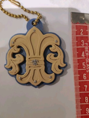 Ltd Ed Chrome Hearts Keyring Bagtag G Brass Effect Chain Tan On Blue Plastic