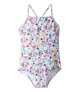 $80 NEW Oscar de la Renta Girls Botanical Flora Classic SWIMSUIT White Pink 6 Y - Picture 1 of 11