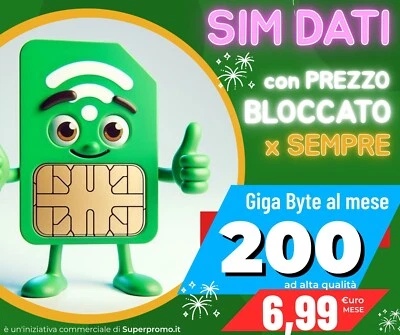 SIM DATI 200GB a 6,99€ al mese per Modem, Router Wifi e Smartphone - Immagine 1 di 4