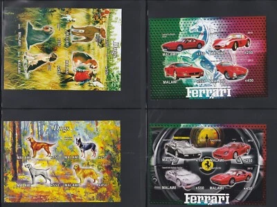 MALAWI 2012 LOT / COLLECTION OF 11 IMPERF SOUVENIR SHEETS CARS TRAINS HORSES DOG - Image 1 of 3