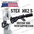 Ww2 British Sten Mk2 S Submachine Gun Smg Mkii W/ Suppressor Custom Brick Weapon