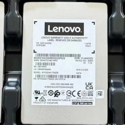 1.92TB MICRON 5210 2.5" SATA SSD LENOVO MTFDDAK1T9QDE 6GB/s Solid State Drive - Image 1 of 2