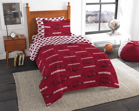 Arkansas Razorbacks Twin Bed in a Bag Comforter Set Official NCAA Cover
