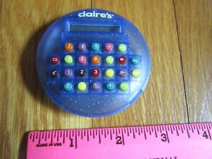 Mini Calculator Blue Glitter Tiny WORKS Claire's School Supplies Collectible VTG