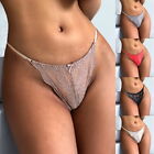 Lot de 6 packs de string string sexy femme dentelle G culotte à voir à travers sous-vêtements slips