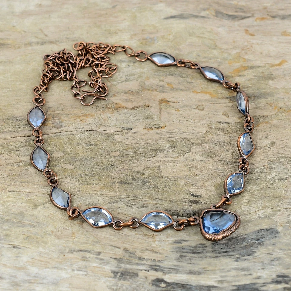 Tanzanite Quartz Copper Gift For Mom Electroformed Adjustable Necklace 18.0" - Image 1 of 4
