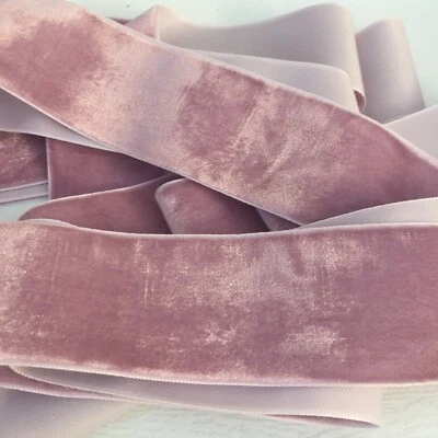 Pale Mauve Velvet Ribbon Wedding Sewing, Easter, Crafts, Christmas,Bows 1 Yard - Image 1 of 3