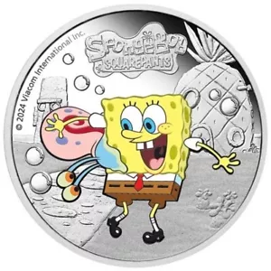 Moneda de plata a prueba de 1 oz Tuvalu Bob Esponja y Gary 2024 - Imagen 1 de 6