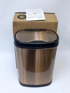 Ninestars DZT-15-13GD 3.9 gal Oval Touchless Technology Trash Can, Small Gold - Picture 1 of 3