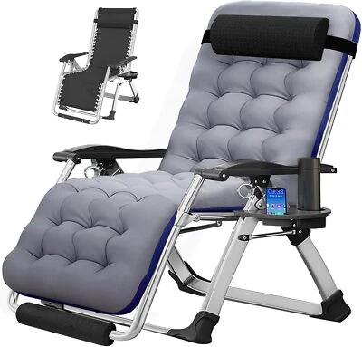 MOPHOTO Zero Gravity Chair, Folding Sun Lounger Garden Chair Recliner Side Table