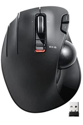 ELECOM EX-G Left Handed Trackball Mouse  2.4 GHz USB Wireless  Ergonomic  Thumb - Image 1 of 4
