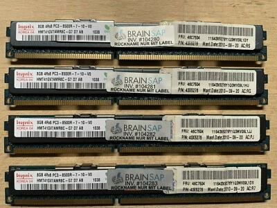 32GB (4x 8GB) DDR3 RAM Hynix HMT41GV7AMR8C-G7 REG ECC - 4Rx8 PC3-8500R-7-10-V0 - Bild 1 von 2