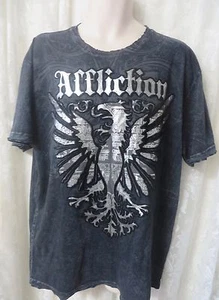 CAMISETA AFLICTION XXL Cut Series Negra Plata Metálica - Imagen 1 de 5