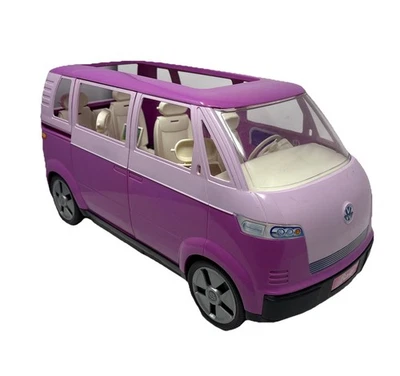 Vintage 2002 Mattel BARBIE Pink Purple Volkswagen VW MicroBus Van - Horn Works! - Image 1 of 4