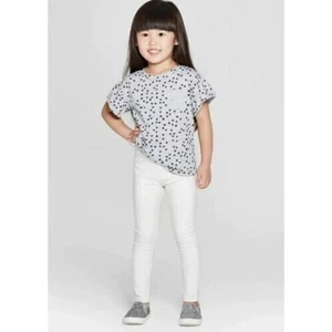 Cat & Jack™Toddler Girls Durable Knee Cotton Leggings Cream Hotmelt Glitter 12M - Picture 1 of 3