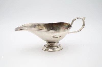 Vintage Silverplate Gravy Boat Engraved “Gravy” Classic Footed Table Server 7” — 第 1/4 张图片