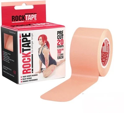 Cinta de kinesiología precortada RockTape estándar de 10" - 20 tiras Foto 1 de 4