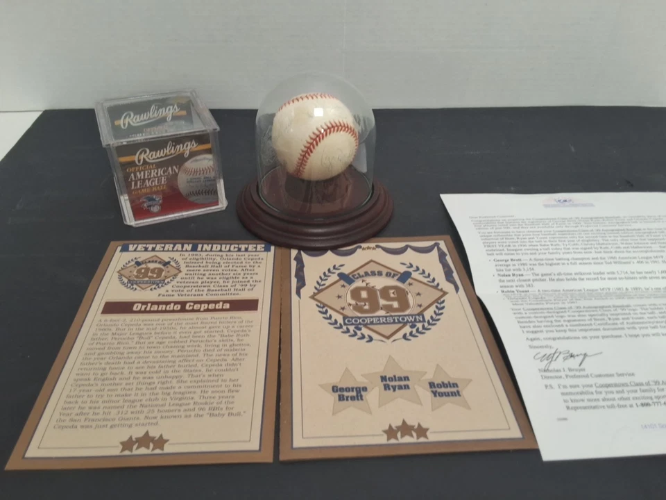 Nolan Ryan George Brett Robin Yount 1999 HOF Induction Signed Baseball w/COA #2 - Image 1 of 4
