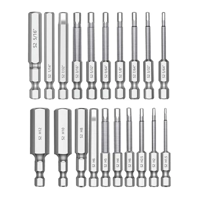 Hex Allen Wrench Drill Bit Set 20pc Metric SAE Magnetic 1/4" Hex Shank 2.3" Long - Image 1 of 4