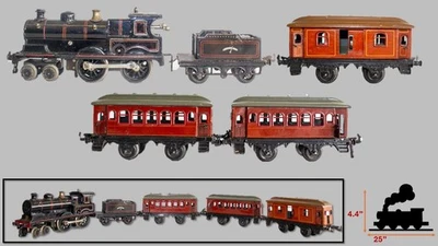 1920's Bing 0-35 British Market 4-4-0 Glossy 0-gauge Passenger Train Set - Image 1 of 4