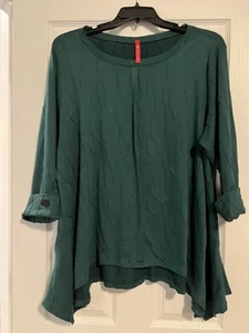 IC by Connie K, Gr. XXL, waldgrünes Oversize Tunika Oberteil, Ärmelbündchen - Bild 1 von 4