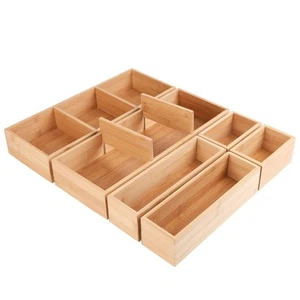 6 Pcs Bamboo Drawer Organizer, Kitchen Utensils Storage Boxes 3-Size with Rem... - Picture 1 of 8