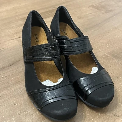 Naot Mary Jane Shoes Womens Size 5 EU 36 Black Leather Comfort Wedge - Image 1 of 4