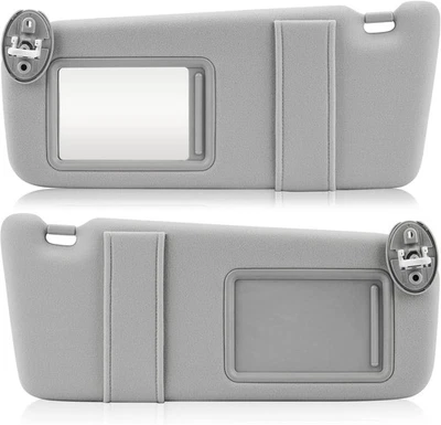 Left and Right Gray Sun Visor Pair With Cover Trims for Toyota Venza 2009-2016 - Image 1 of 4