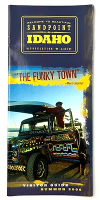 Folleto de viaje vintage Sandpoint Idaho Funky Town 2006 identificación de visitantes recreación Foto 1 de 4