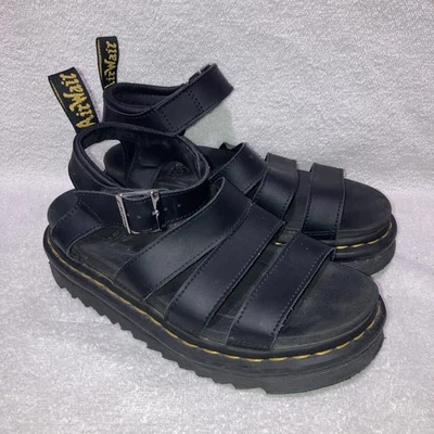 Sandalias de plataforma Dr. Martens Blaire de cuero negro Air Wair Gladiador EE. UU. 6 UE 37 Foto 1 de 4