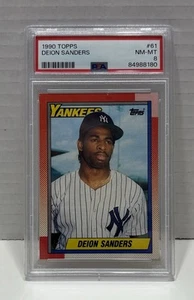 PSA 8 1990 Topps Baseball DEION SANDERS #61 Rookie New York Yankees NM-MT - Picture 1 of 3