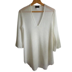 Jordan Taylor Schwimmen Überziehen Elfenbein Mesh Tunika Made in USA Resort Wear Kreuzfahrt M - Bild 1 von 6