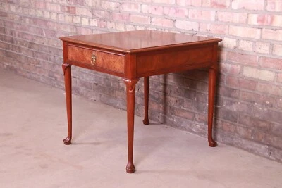 Baker Furniture Queen Anne Walnut and Burl Wood Tea - Image 1 of 4